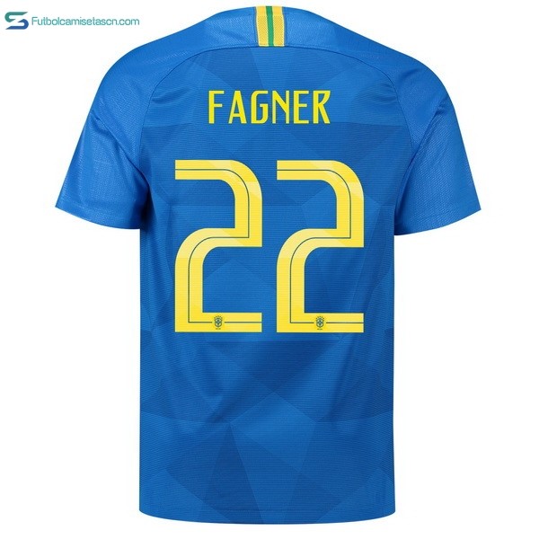 Camiseta Brasil 2ª Fagner 2018 Azul